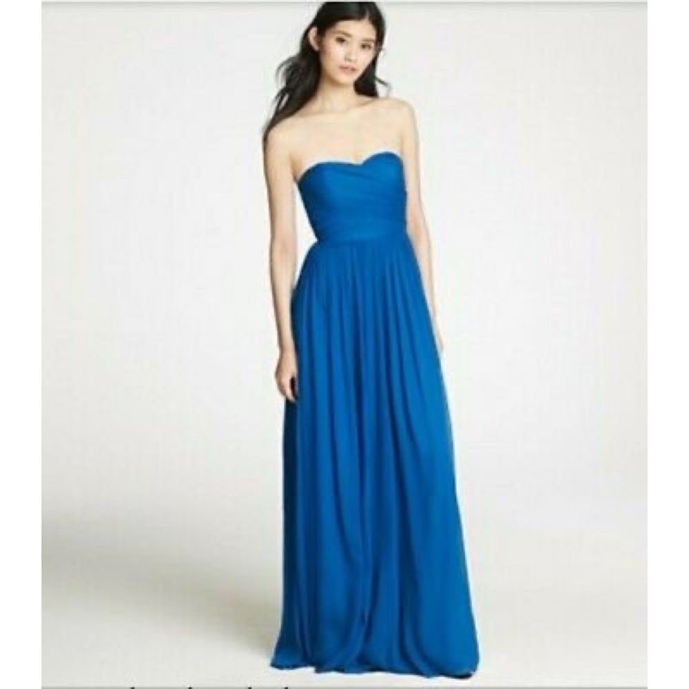 J Crew Silk Chiffon Strapless Bridesmaid Dress